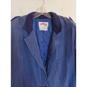 Vintage Shangrila Silk Coat Women's Large Blue 90s 100% Silk Shell 6005